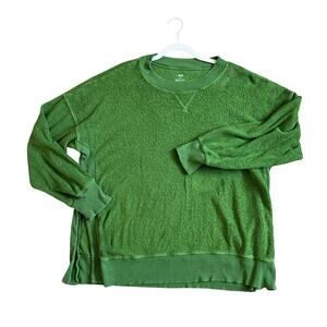 Women's Aerie Cozy Desert A Little Nice Green Crewneck Sweater Christmas Holiday